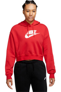 Nike sudadera mujer W NSW CLUB FLC GX CROP HDY vista frontal