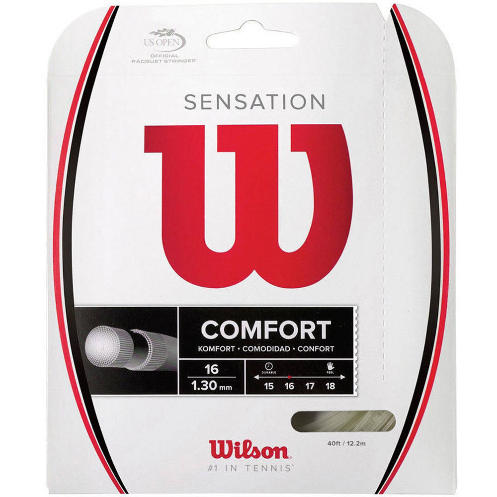 Wilson cordaje tenis SENSATION FT 16-130 + ENDORDADO vista frontal