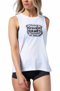 Reebok camiseta tirantes fitness mujer RC Distressed Games Crest vista frontal