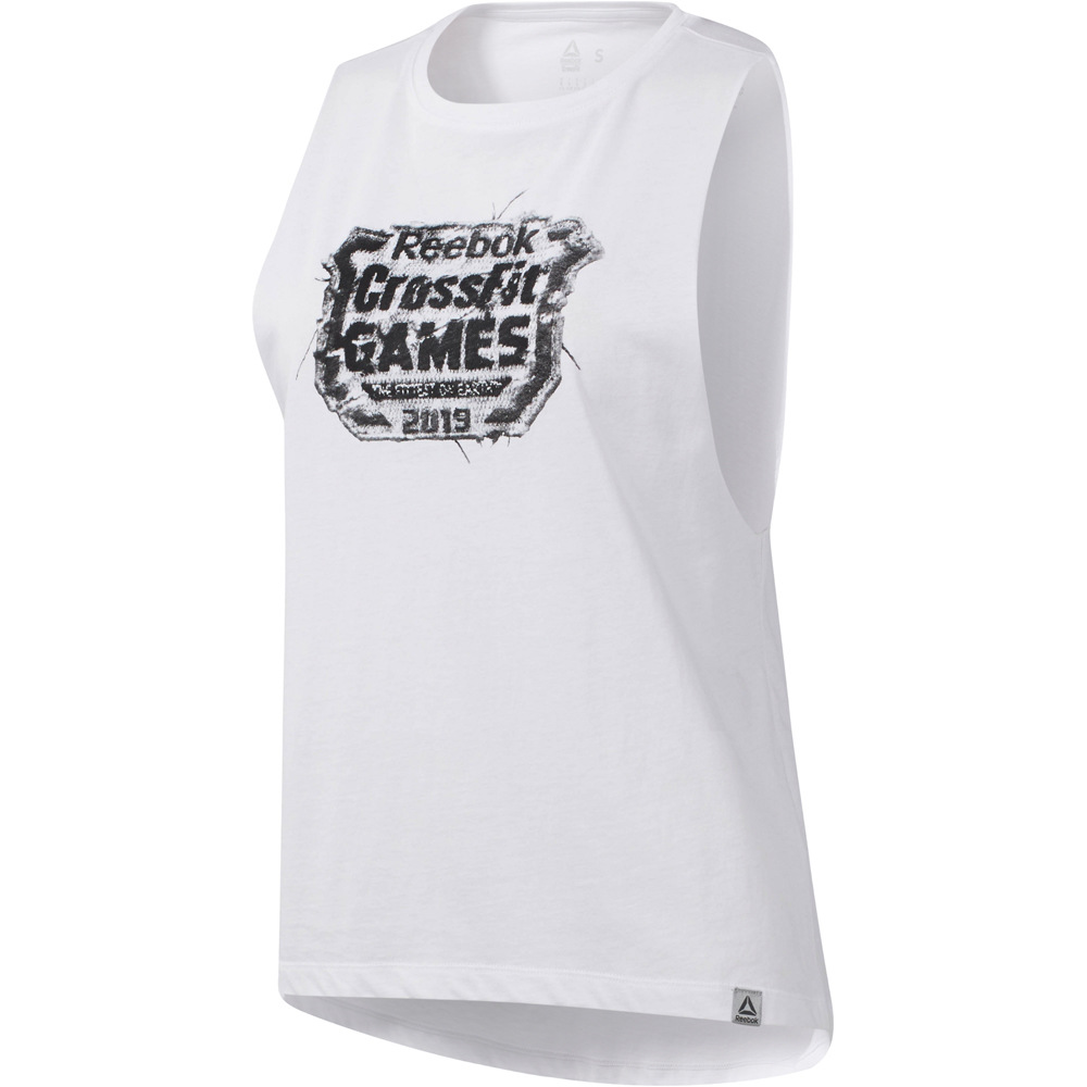 Reebok camiseta tirantes fitness mujer RC Distressed Games Crest 05