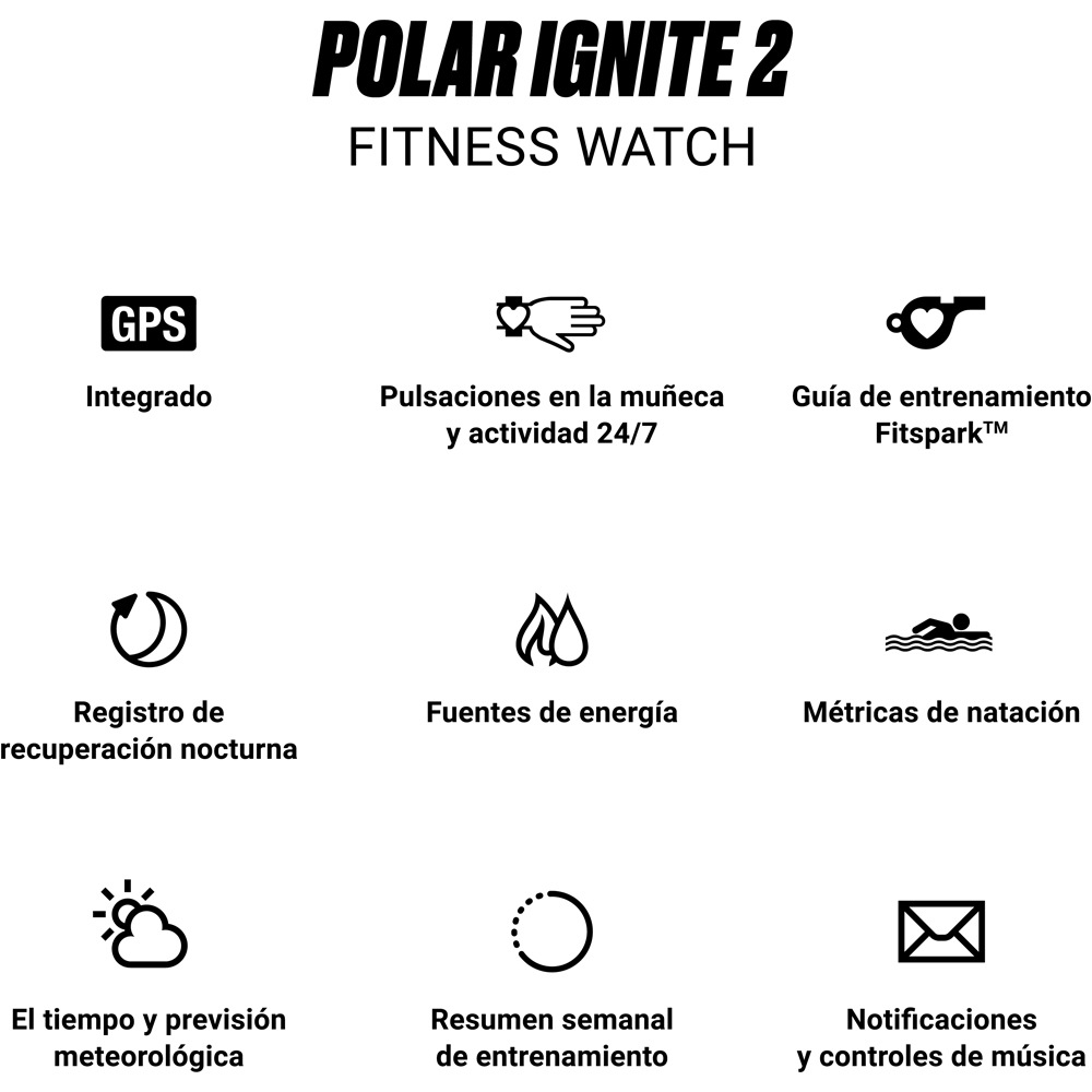 Polar pulsómetros con gps POLAR IGNITE 2 BLK/PEARL S-L 09