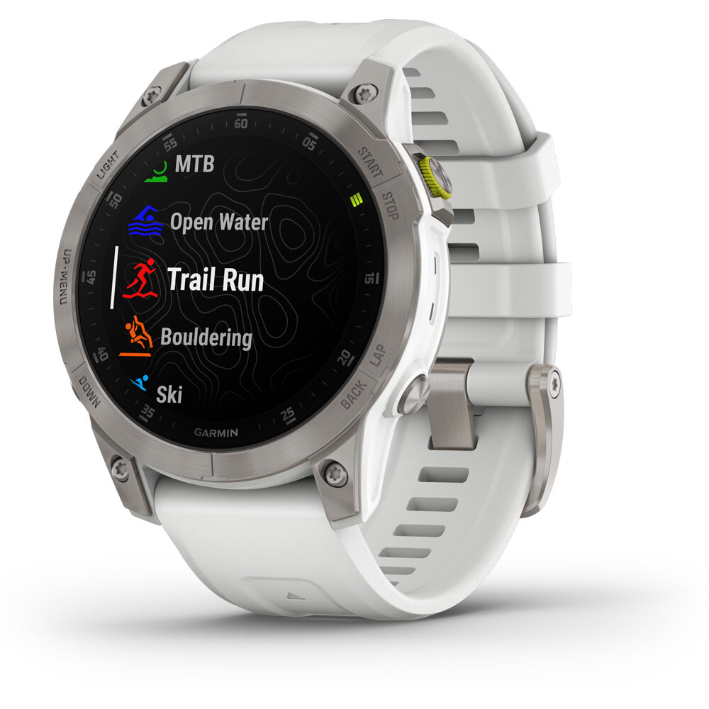 Garmin pulsómetros con gps EPIX 2 Carrera White Sapphire Ti Silicon 01