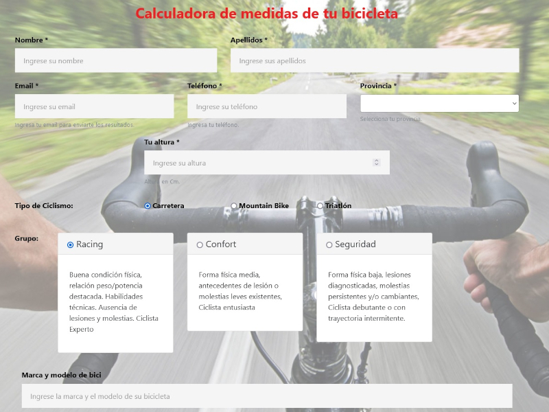 talla de la bicicleta