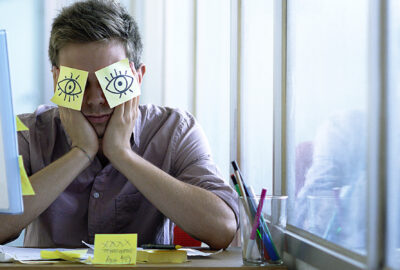 office employee taking a break