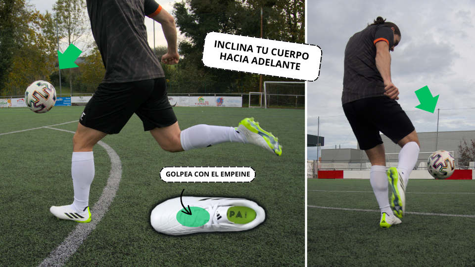 volea frontal en el fútbol