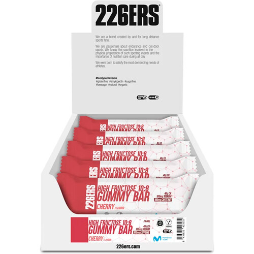 226ERS CAJA HIGH FRUCTOSE GUMMY BAR 60G CAFFEINE 100MG CHERRY
