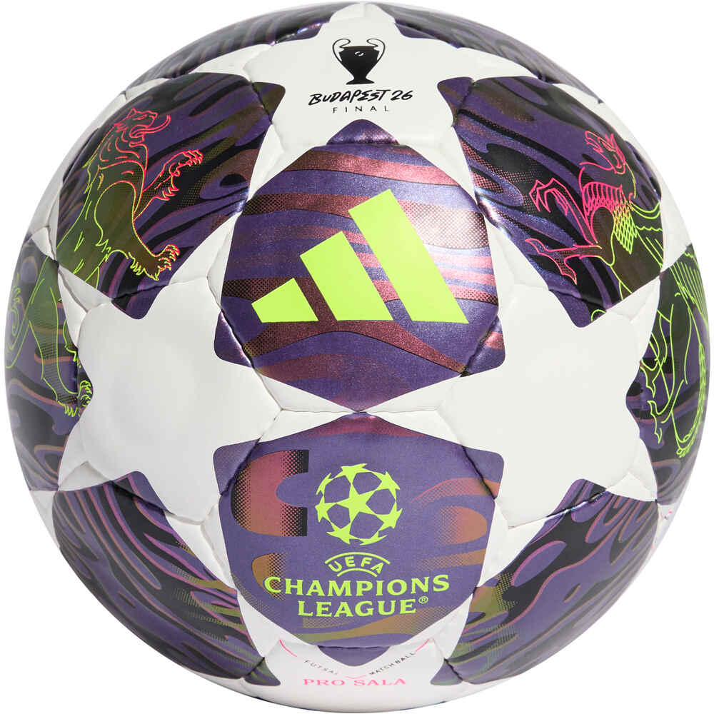 adidas balon fútbol sala UEFA CHAMPIONS LEAGUE 25/26 FINAL PRO SALA MORADO vista frontal