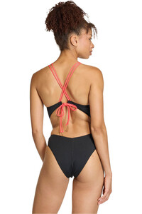 adidas bañador natación mujer RIPSTREAM 3-STRIPES TIE BACK SWIMSUIT NEGRO vista trasera