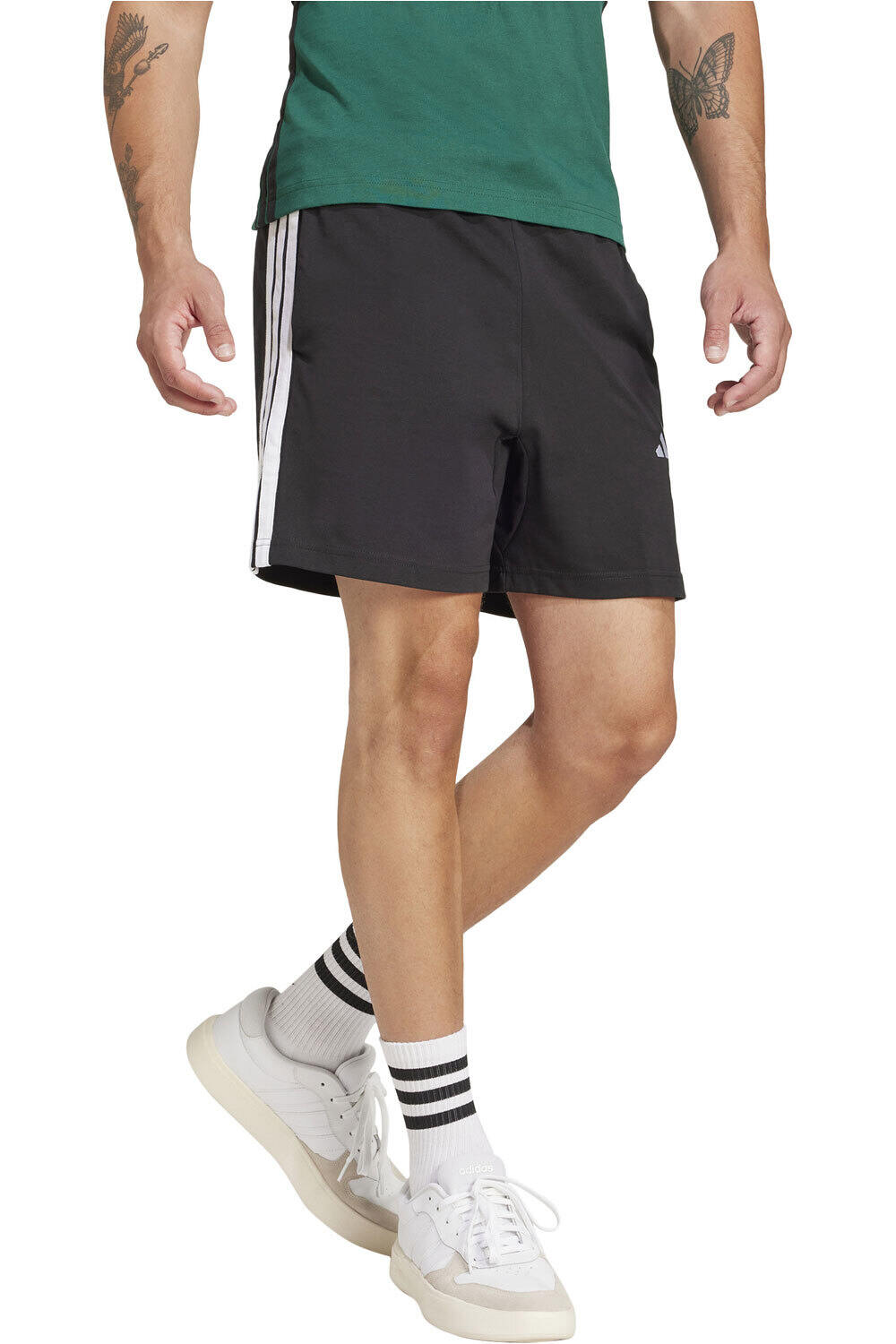 adidas bermudas hombre ESSENTIALS 3 STRIPES NEGRO vista detalle