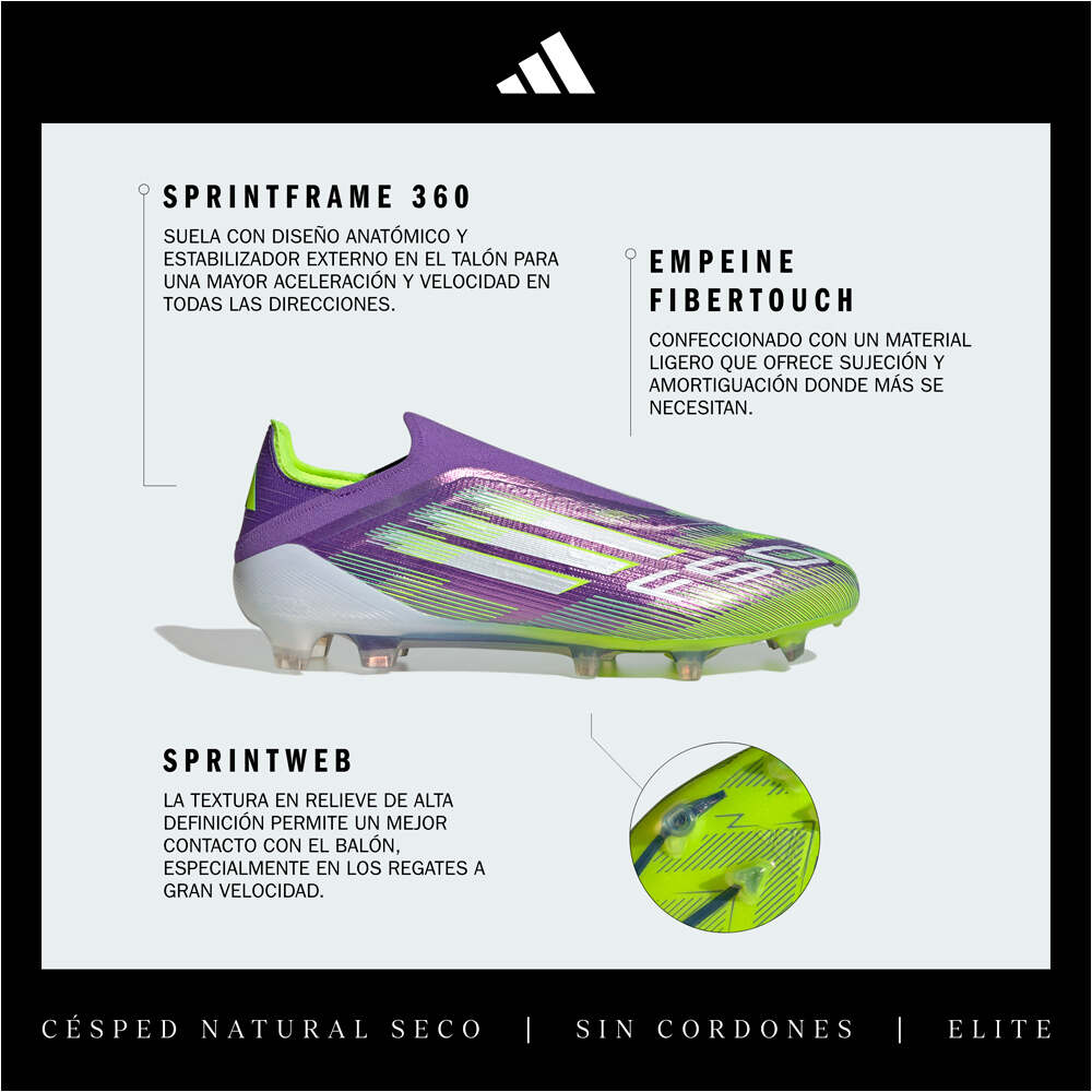 adidas botas de futbol cesped artificial F50 ELITE LACELESS FIRM GROUND MORADO 06