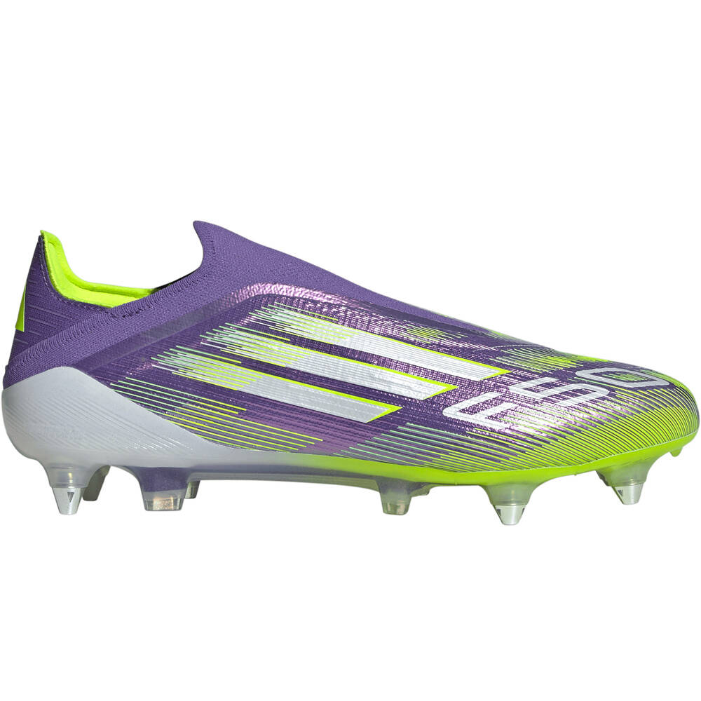 adidas botas de futbol cesped natural F50 ELITE LACELESS SOFT GROUND MORADO lateral exterior