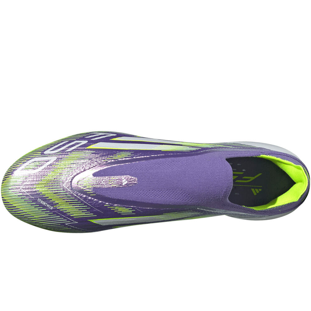 adidas botas de futbol cesped natural F50 ELITE LACELESS SOFT GROUND MORADO vista superior