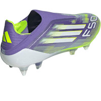 adidas botas de futbol cesped natural F50 ELITE LACELESS SOFT GROUND MORADO vista trasera