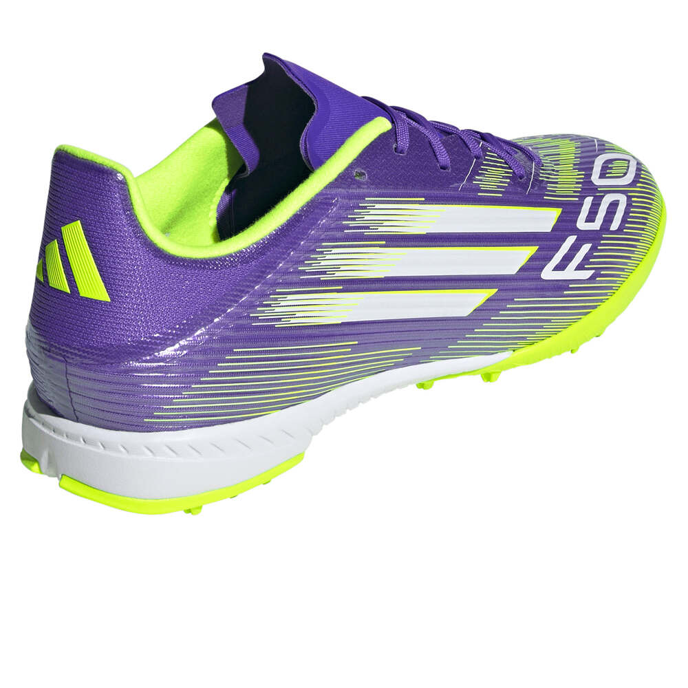 adidas botas de futbol multitaco y terreno duro F50 LEAGUE TF MORADO vista trasera