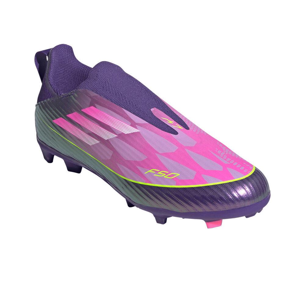 adidas botas de futbol niño cesped artificial F50 LAMINE LEAGUE FG/MG MORADO lateral interior