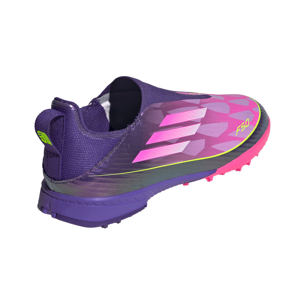 adidas botas de futbol niño multitaco y terreno duro F50 LAMINE LEAGUE TF INFANTIL MORADO vista trasera