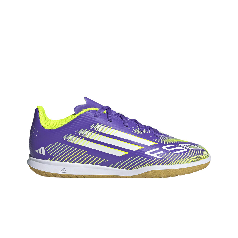 adidas botas fútbol sala niño F50 CLUB IN MORADO lateral exterior