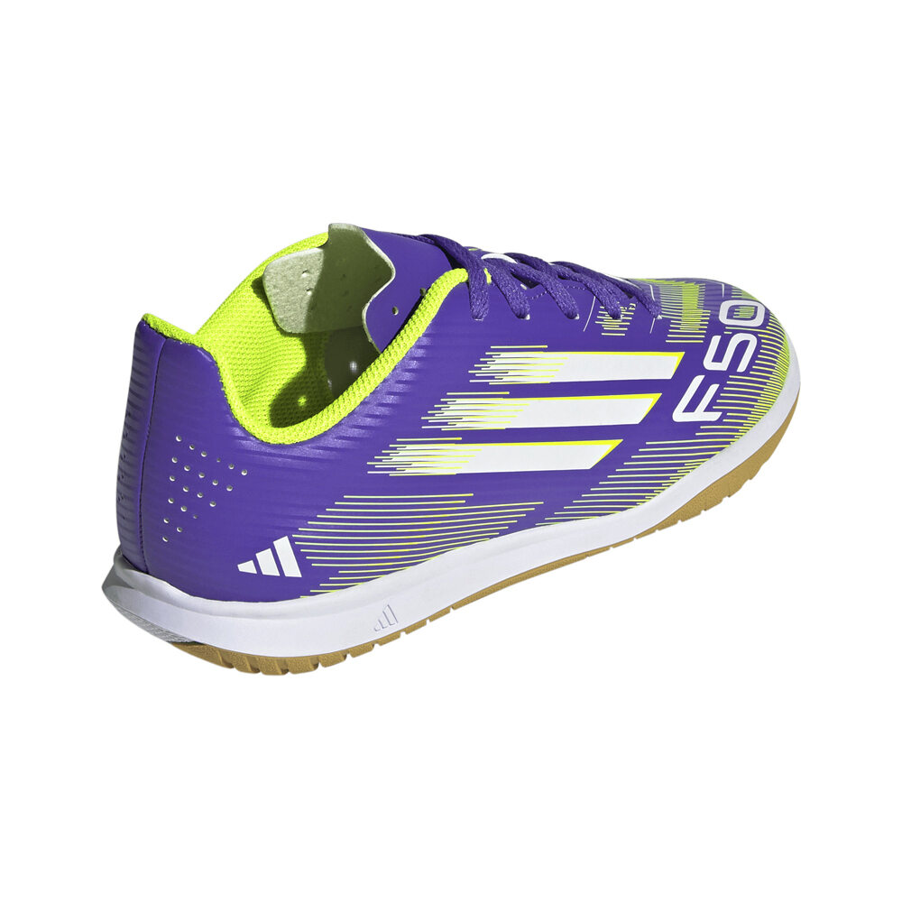 adidas botas fútbol sala niño F50 CLUB IN MORADO vista trasera
