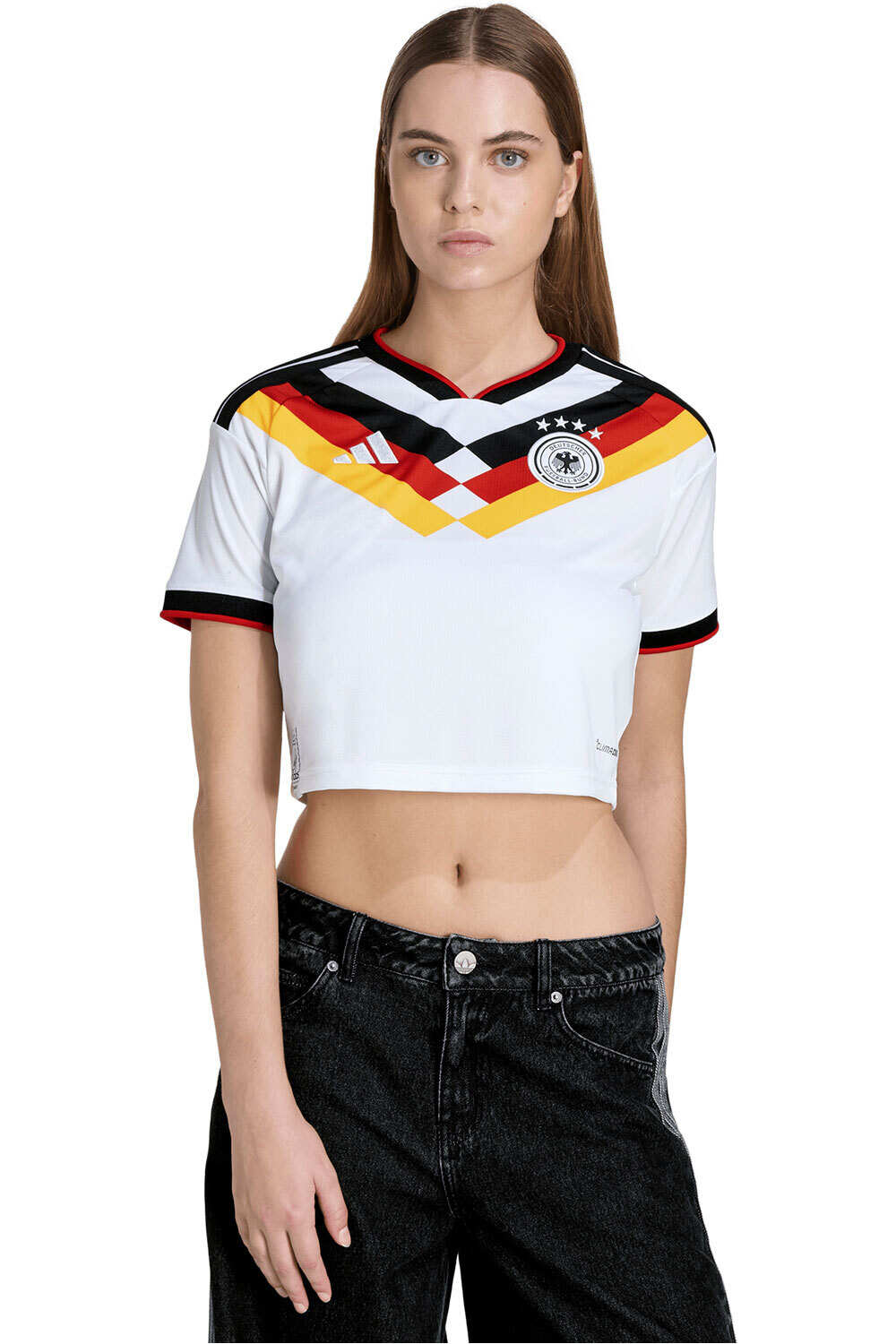adidas camiseta de fútbol oficiales ALEMANIA MUNDIAL 2026 PRIMERA EQUIPACION MUJER BLANCO vista frontal