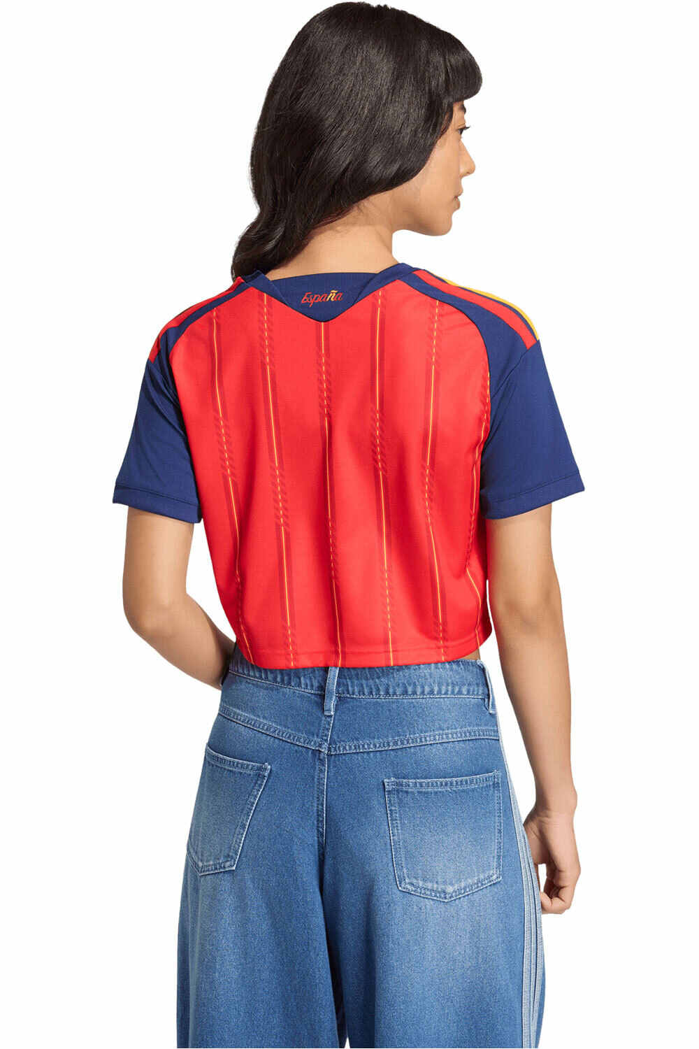 adidas camiseta de fútbol oficiales ESPAÑA MUNDIAL 2026 PRIMERA EQUIPACION MUJER ROJO vista trasera