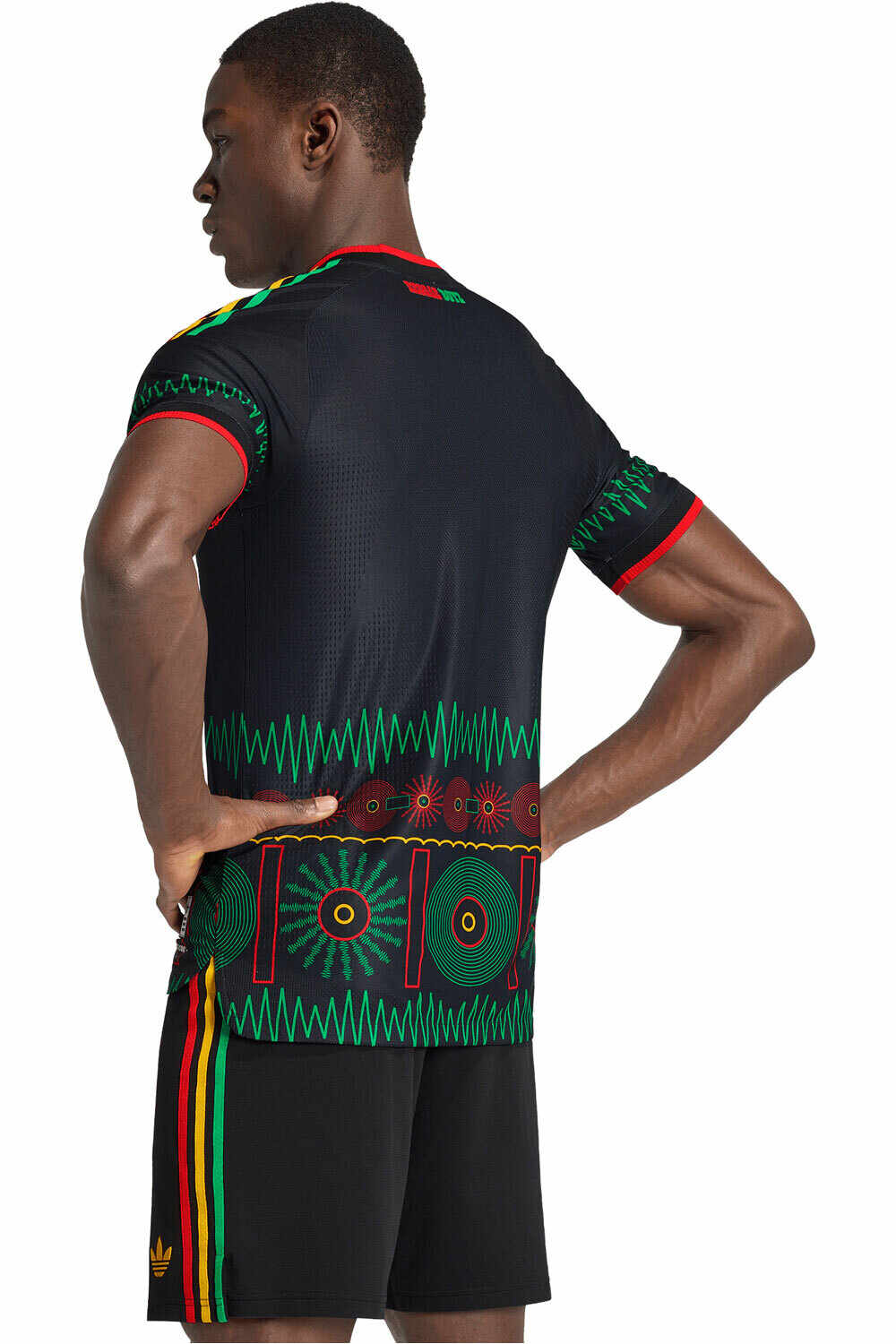adidas camiseta de fútbol oficiales JAMAICA MUNDIAL 2026 SEGUNDA EQUIPACION AUTHENTIC NEGRO vista trasera