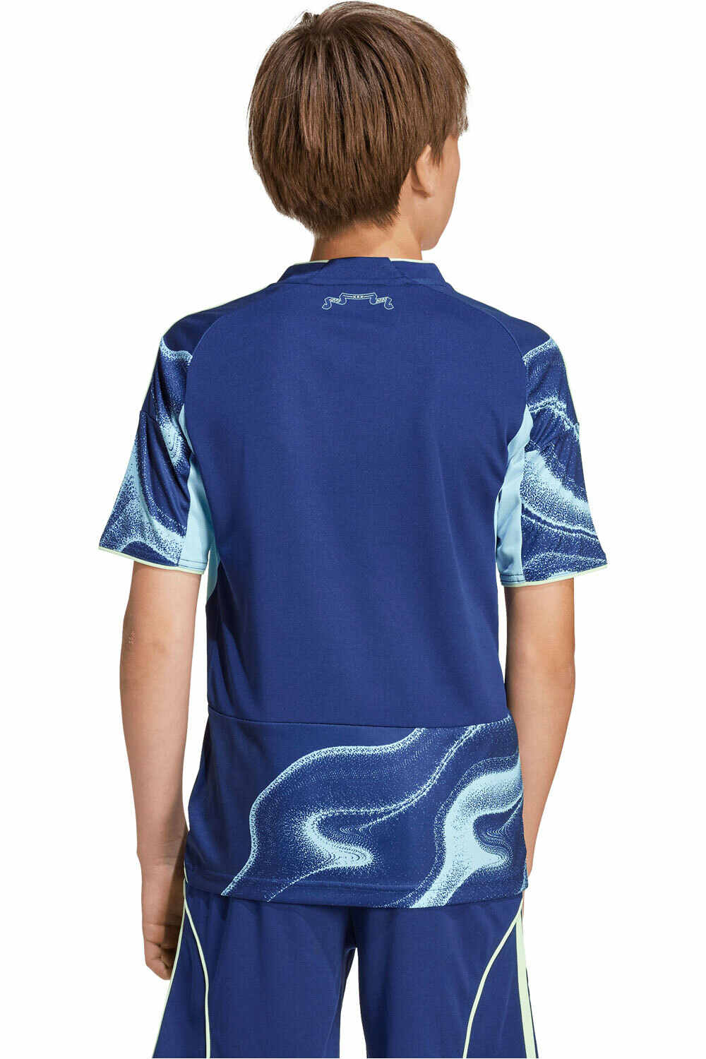 adidas camiseta de fútbol oficiales niño AJAX 25/26 SEGUNDA EQUIPACION AZUL vista trasera