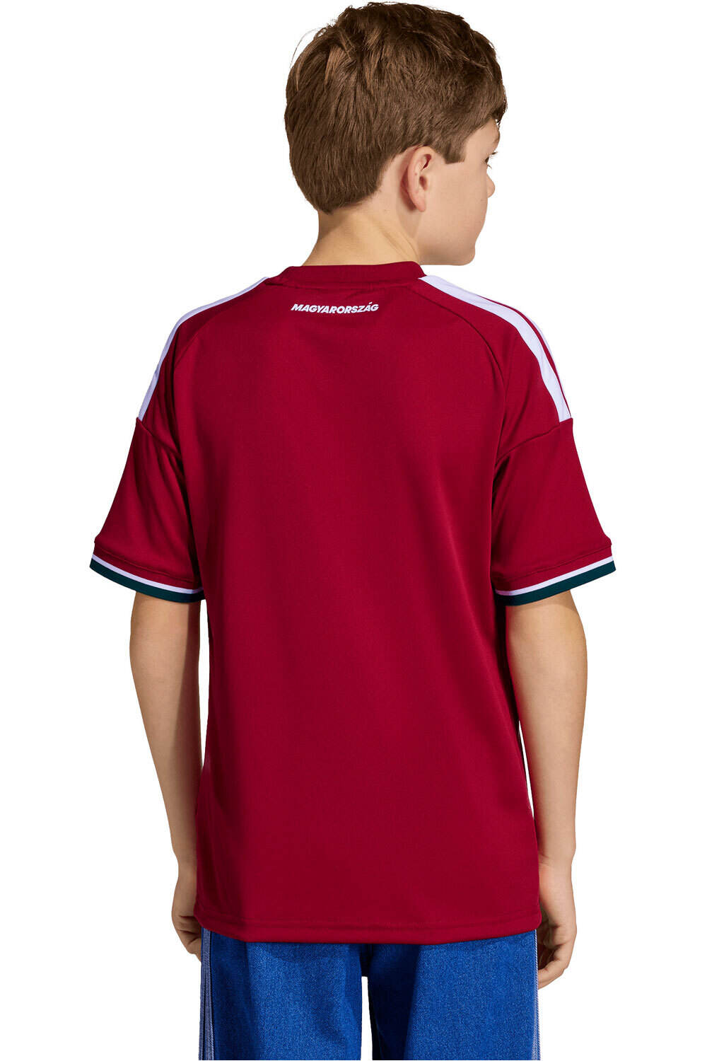 adidas camiseta de fútbol oficiales niño HUNGRIA MUNDIAL 2026 PRIMERA EQUIPACION ROJO vista trasera