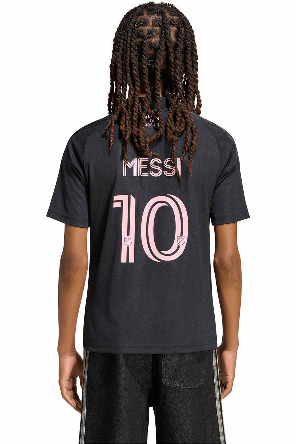 adidas camiseta de fútbol oficiales niño INTER MIAMI 25/26 SEGUNDA EQUIPACION MESSI NEGRO vista trasera