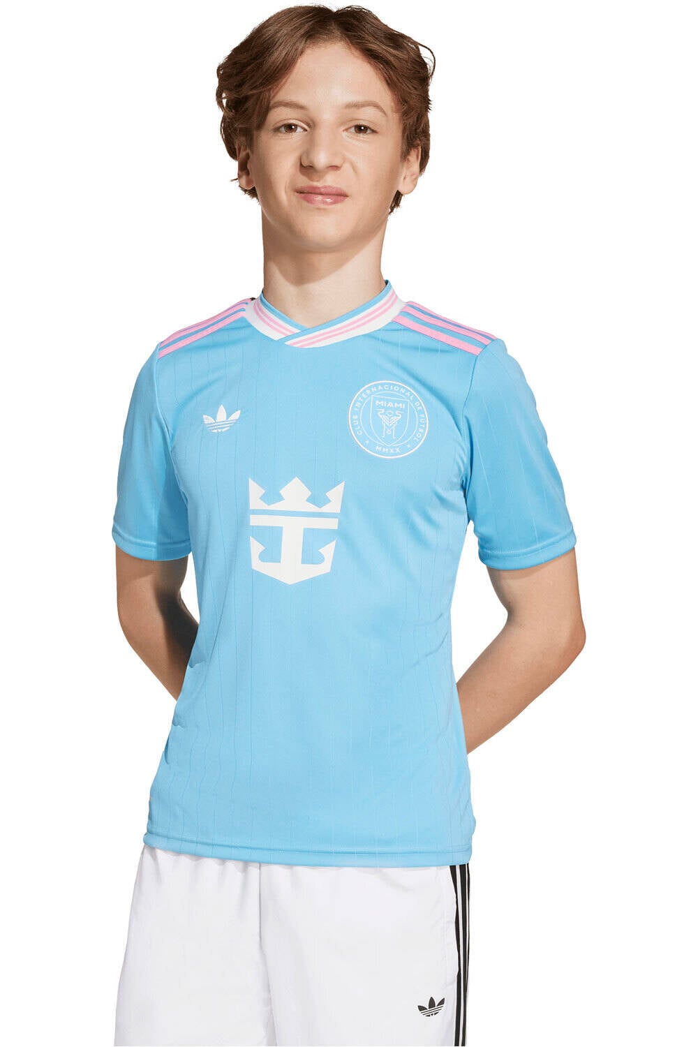 adidas camiseta de fútbol oficiales niño INTER MIAMI 25/26 TERCERA EQUIPACION AZUL vista frontal