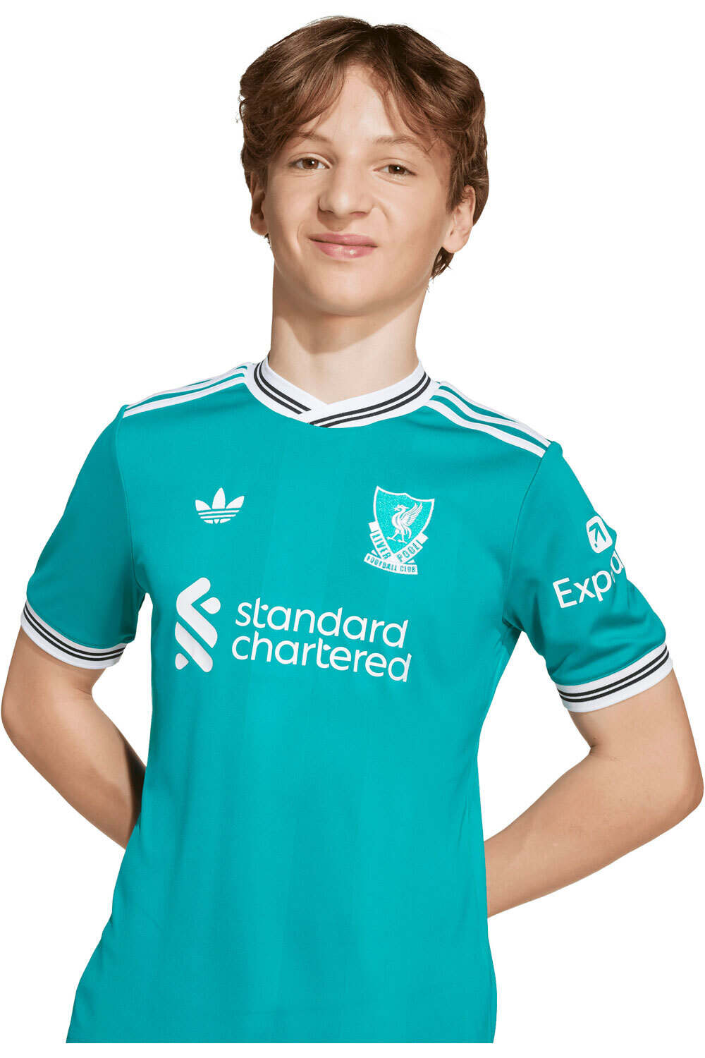 adidas camiseta de fútbol oficiales niño LIVERPOOL 25/26 TERCERA EQUIPACION VERDE vista detalle