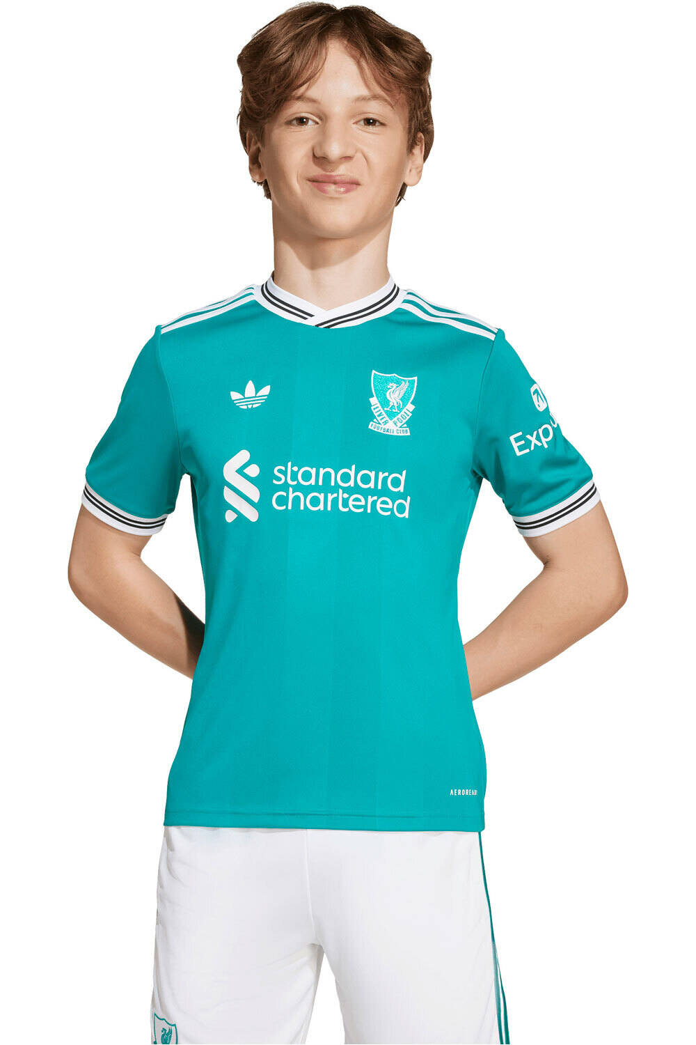 adidas camiseta de fútbol oficiales niño LIVERPOOL 25/26 TERCERA EQUIPACION VERDE vista frontal