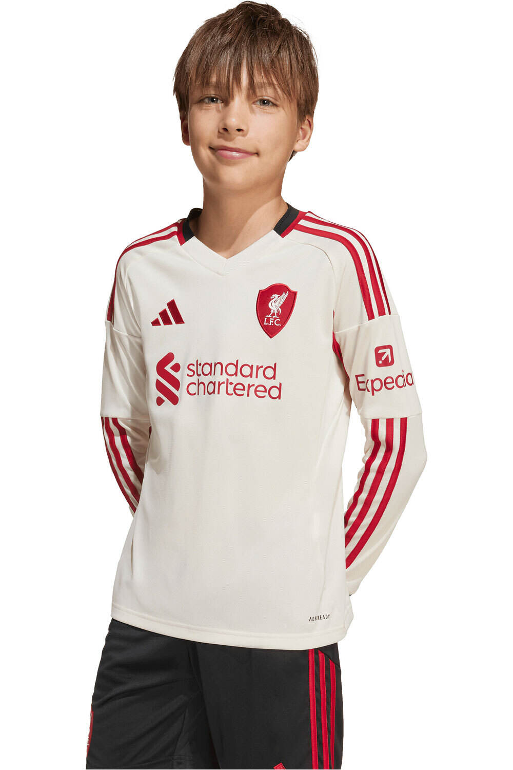 adidas camiseta de fútbol oficiales niño LIVERPOOL FC 25/26 SEGUNDA EQUIPACION BLANCO vista frontal
