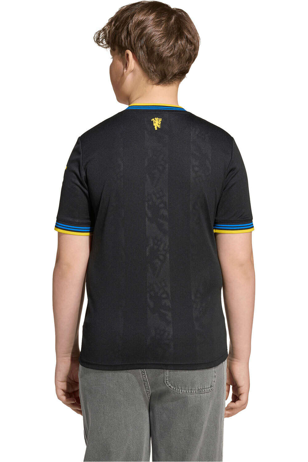 adidas camiseta de fútbol oficiales niño MANCHESTER UNITED 25/26 TERCERA EQUIPACION NEGRO vista trasera