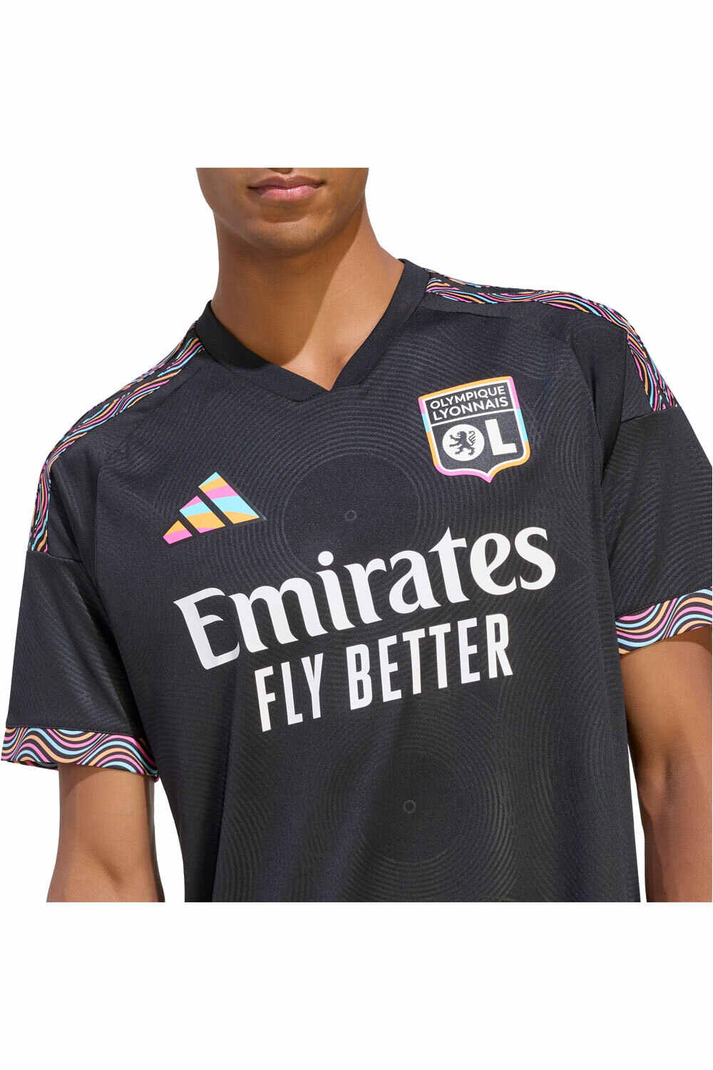 adidas camiseta de fútbol oficiales OL 3 JSY NEGRO vista detalle