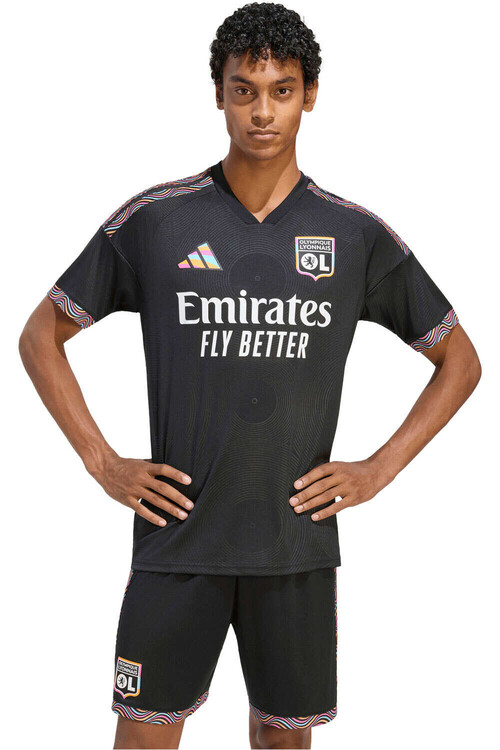 adidas camiseta de fútbol oficiales OL 3 JSY NEGRO