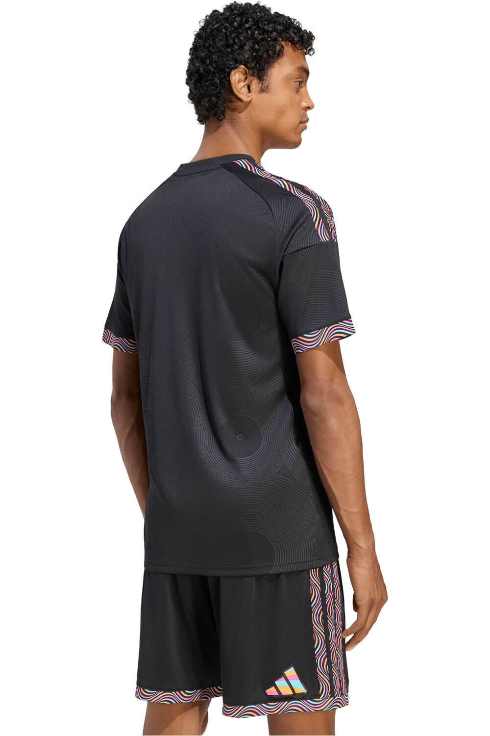 adidas camiseta de fútbol oficiales OL 3 JSY NEGRO vista trasera