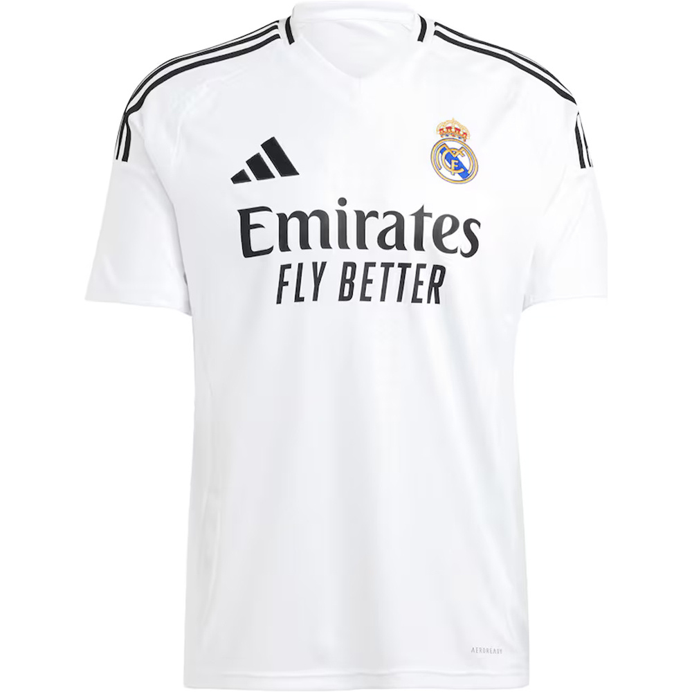 adidas camiseta de fútbol oficiales REAL MADRID 24/25 PRIMERA EQUIPACION MBAPPE BLANCO vista trasera
