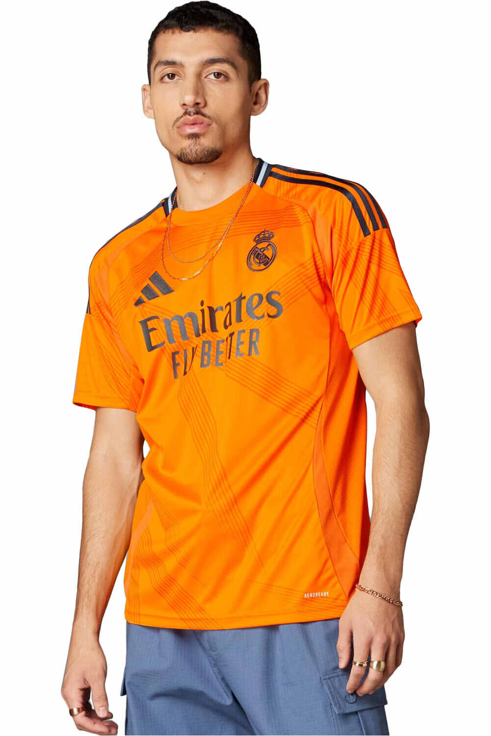 adidas camiseta de fútbol oficiales REAL MADRID 24/25 SEGUNDA EQUIPACION NARANJA vista frontal