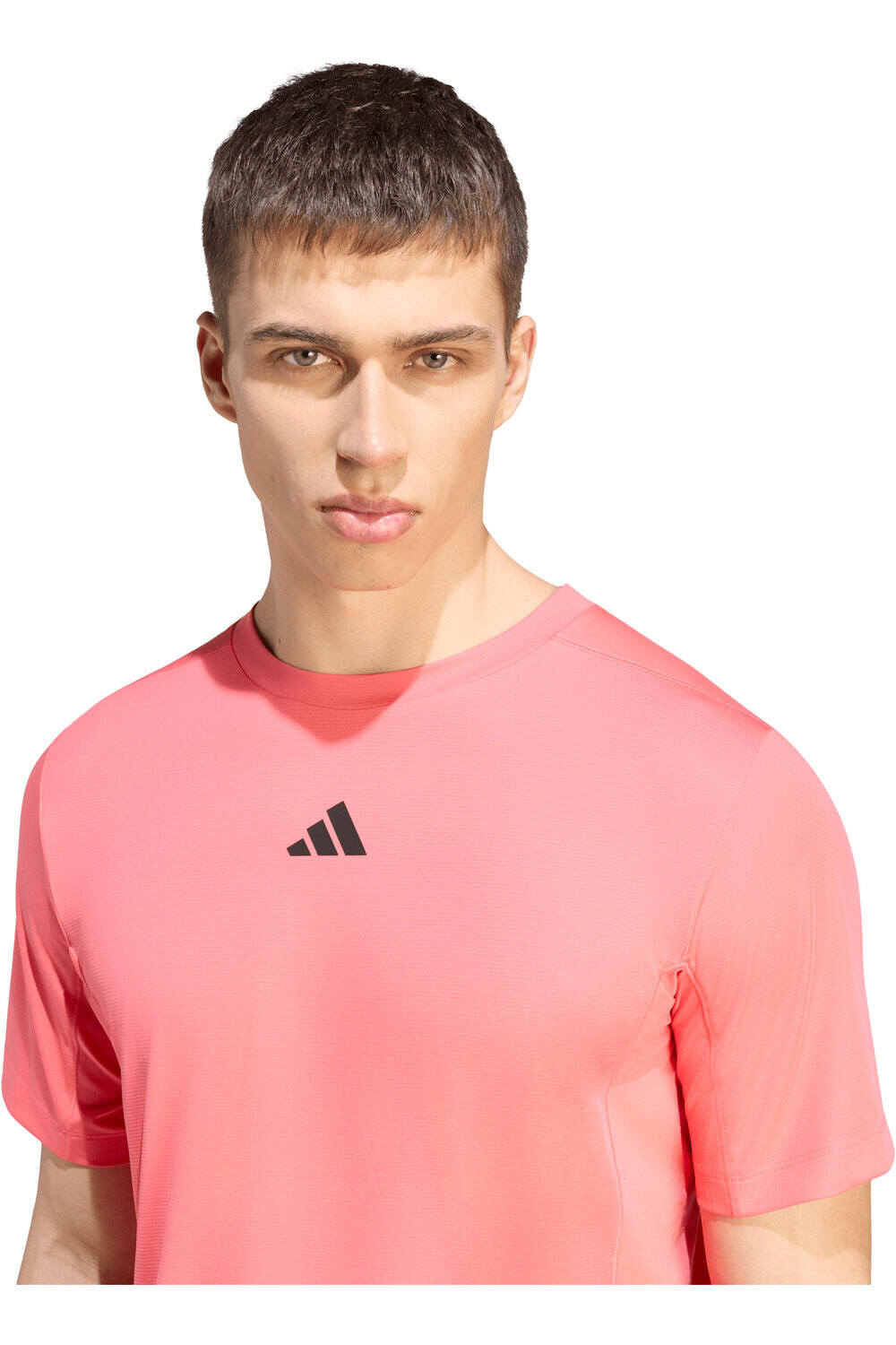 adidas camiseta fitness hombre D4T POWER 3 STRIPES MORADO vista detalle