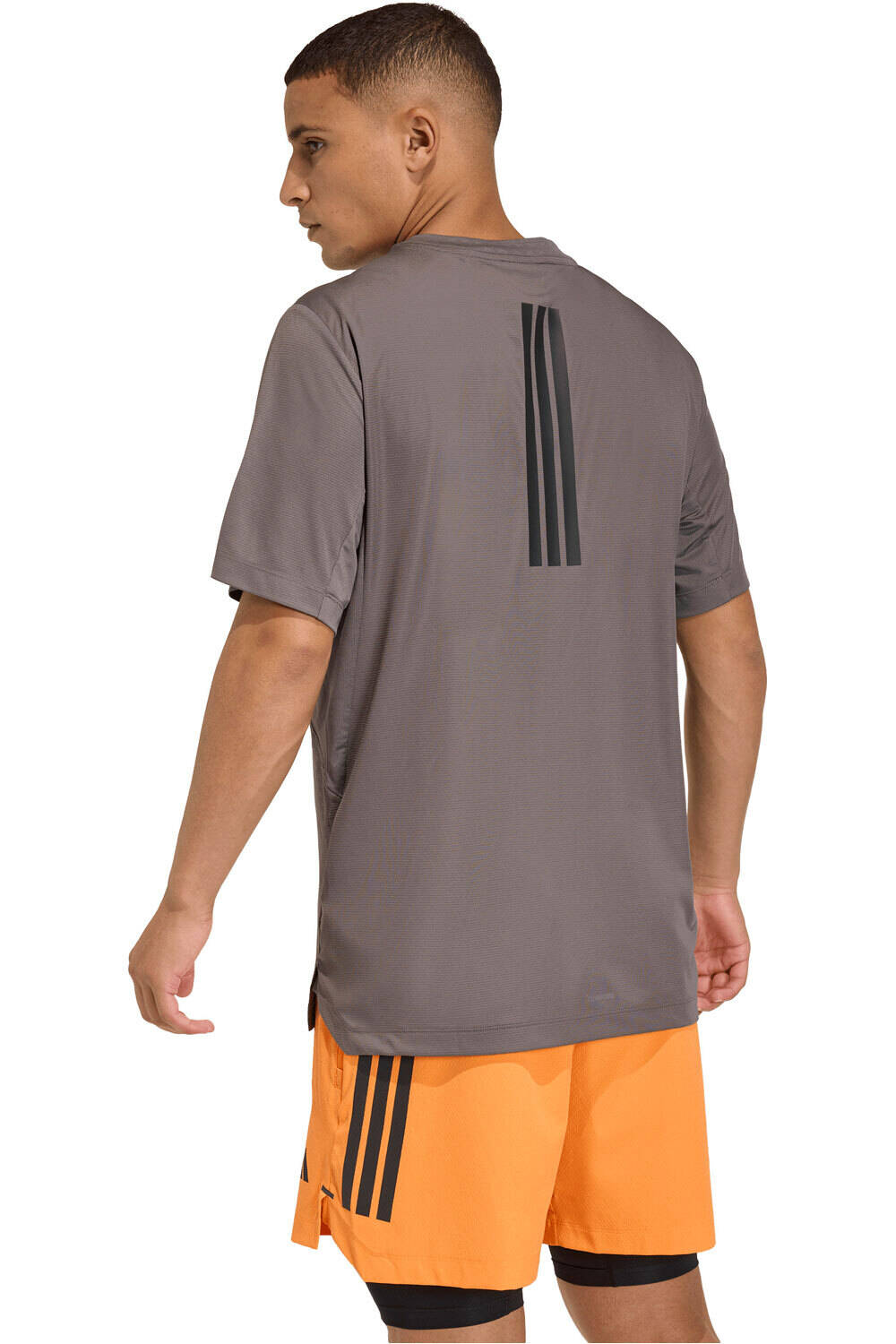 adidas camiseta fitness hombre D4T POWER 3 STRIPES MORADO vista trasera