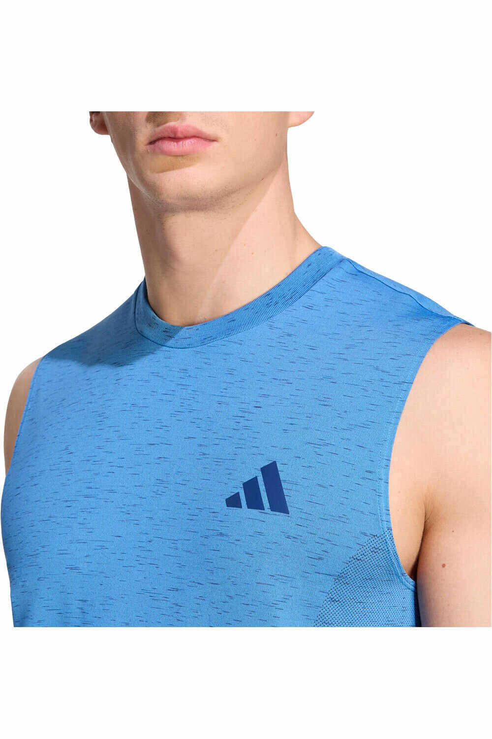 adidas camiseta fitness hombre ESSENTIALS AZUL vista detalle