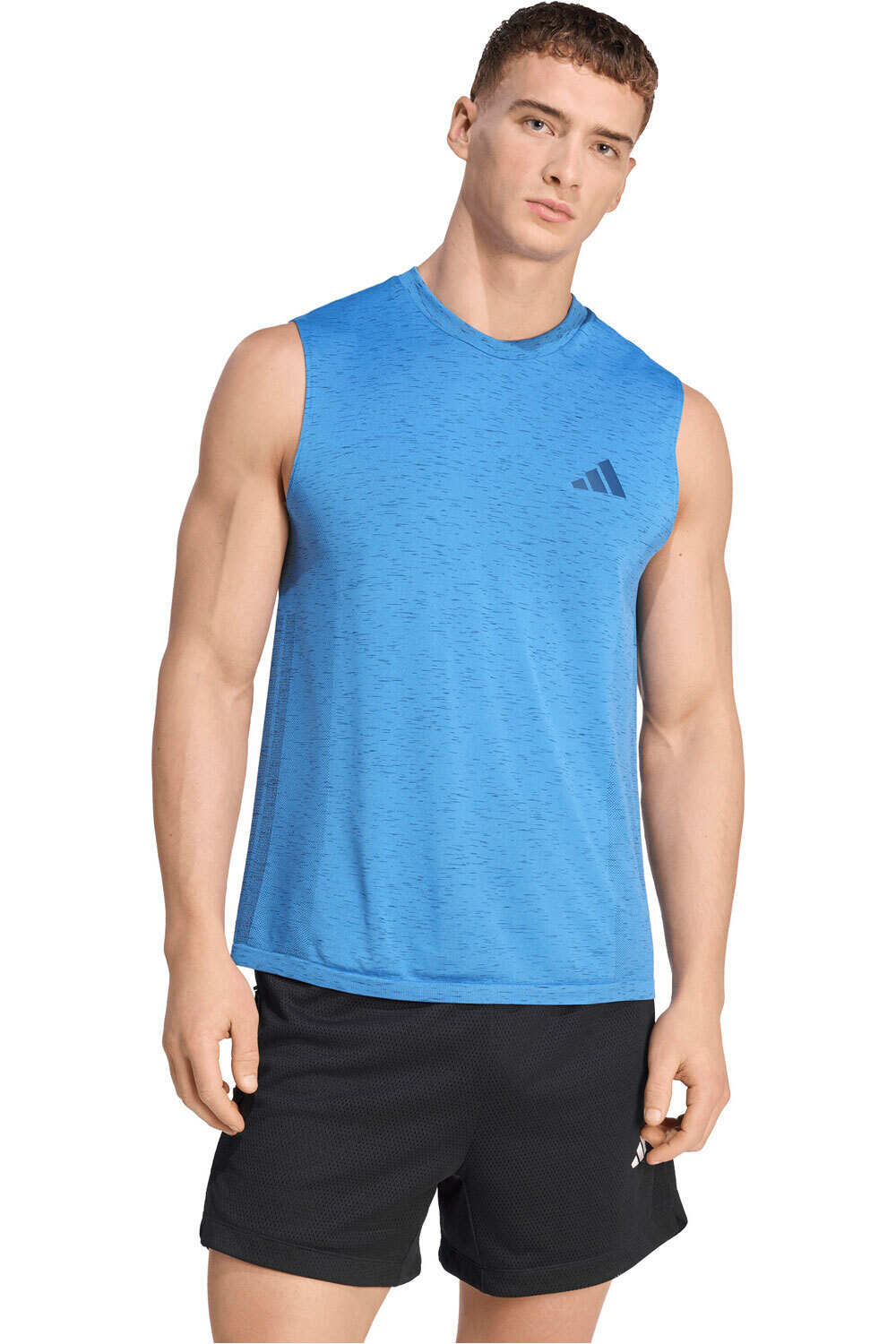 adidas camiseta fitness hombre ESSENTIALS AZUL vista frontal