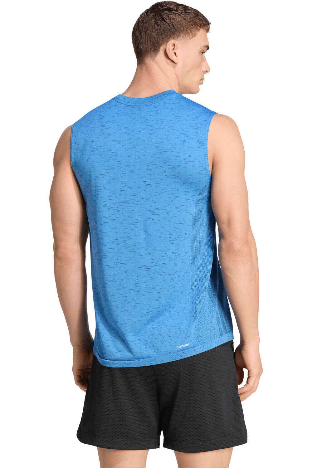 adidas camiseta fitness hombre ESSENTIALS AZUL vista trasera