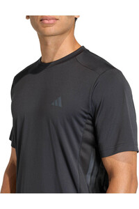 adidas camiseta fitness hombre TECH ESSENTIALS 3 STRIPES NEGRO vista detalle