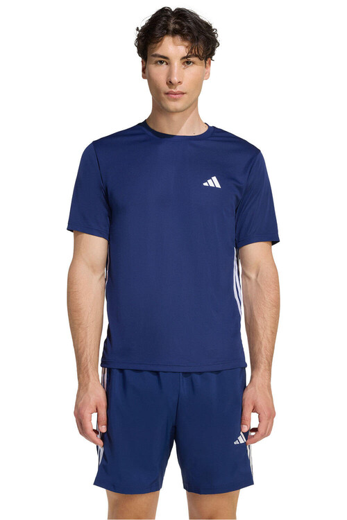 adidas camiseta fitness hombre WORKOUT ESSENTIALS BASE 3-STRIPES AZUL