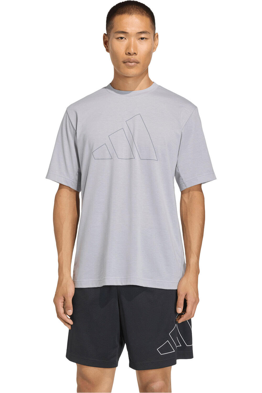 adidas camiseta fitness hombre WORKOUT ESSENTIALS FEELREADY LOGO GRIS vista frontal