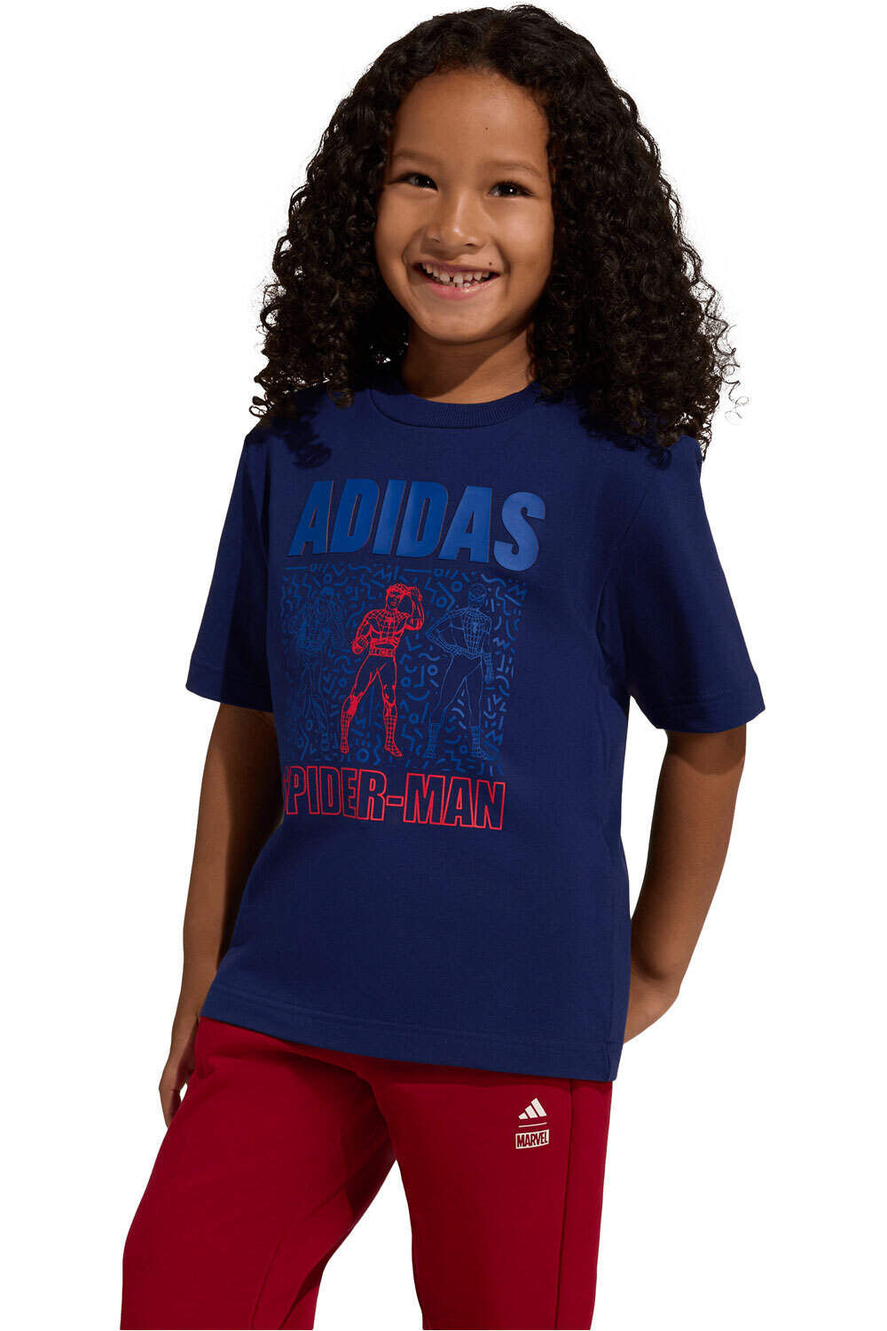 adidas camiseta junior niña MARVEL SPIDER-MAN AZUL vista frontal