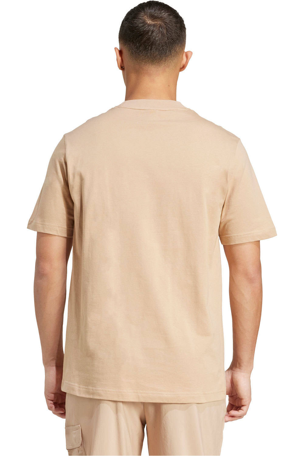 adidas camiseta manga corta hombre BROWN ESSENTIALS SMALL LOGO MARRON vista trasera