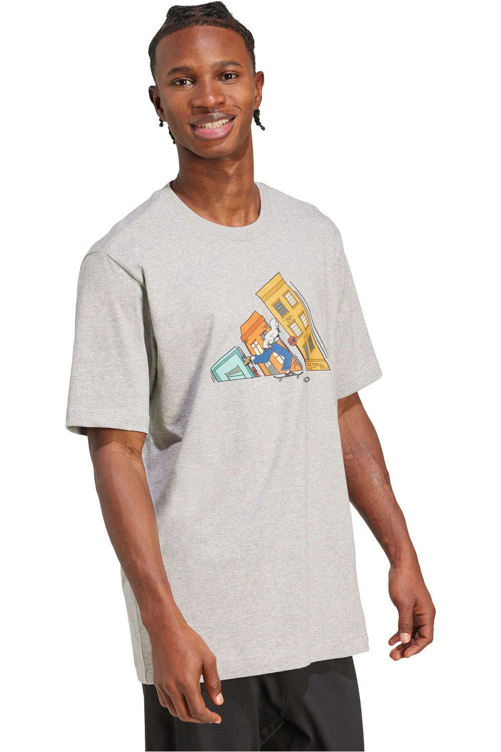 adidas camiseta manga corta hombre DDL SKATE GRIS vista detalle