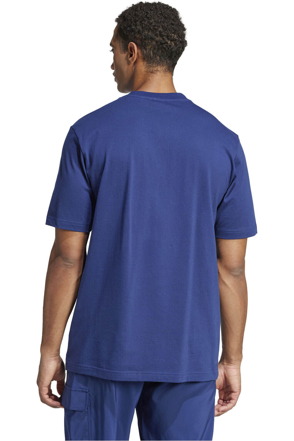 adidas camiseta manga corta hombre ESSENTIALS LINEAR AZUL vista trasera